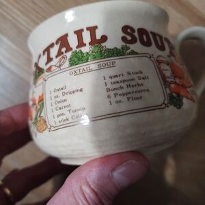 Oxtail Soup Ceramic Soup Mug - Brown & Green Lettering Vintage
